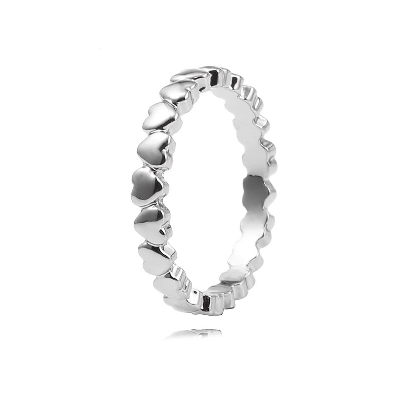 BAOPON-Anillo de clásico para mujer, de personalidad, plateado, en forma de corazón, joyería sencilla: 8 / Silver Color