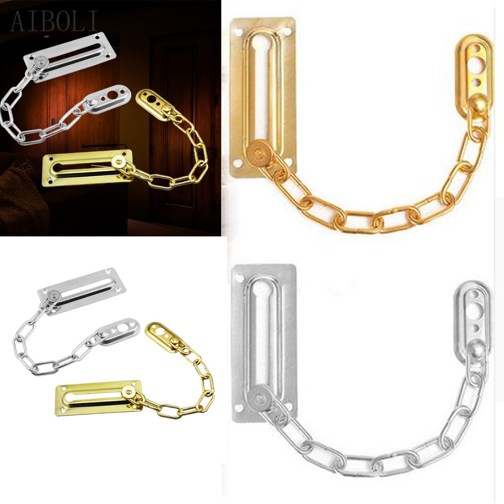 Stainless Steel Door Safety Lock Guard Chain Security Bolt Locks Cabinet Latch DIY Home Hotel Office Security Tools Gold Silver