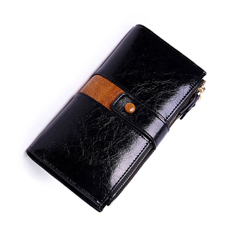 Vintage Pu Leather Long Women's Wallets Female Splice Zipper Small Purse Cards Holder
