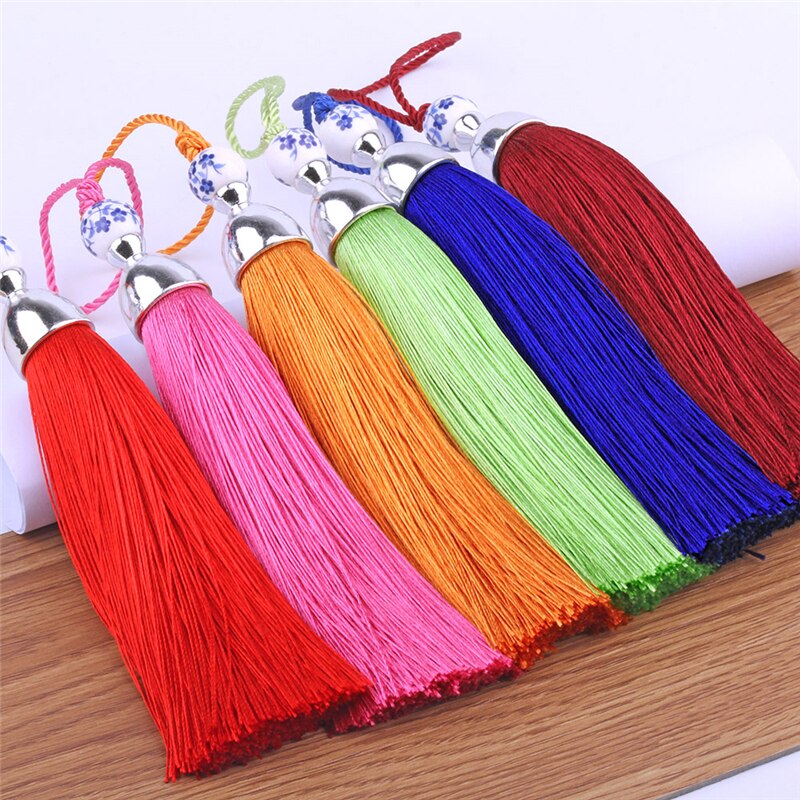10 Stks/pak 24Cm Zijde Tassel Fringe Borstel Opknoping Touw Diy Kwasten Fringe Trim Hanger Voor Naaien Gordijnen Sieraden Diy home Decor