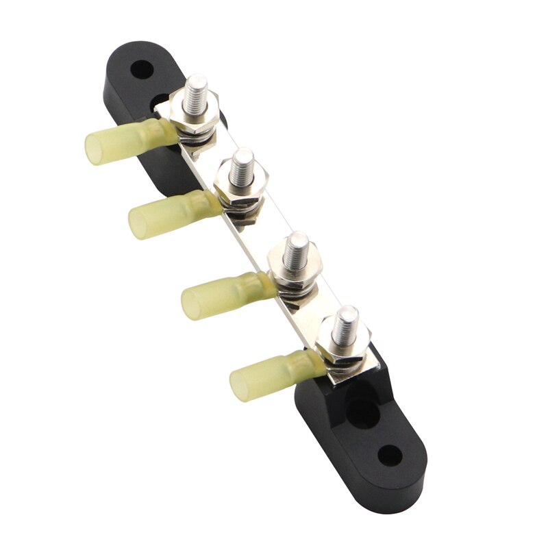4 Position Copper Busbar Terminal 100A Straight Negative DC 48V With Transparent Cover With Sticker + Heat Shrinkable Terminal