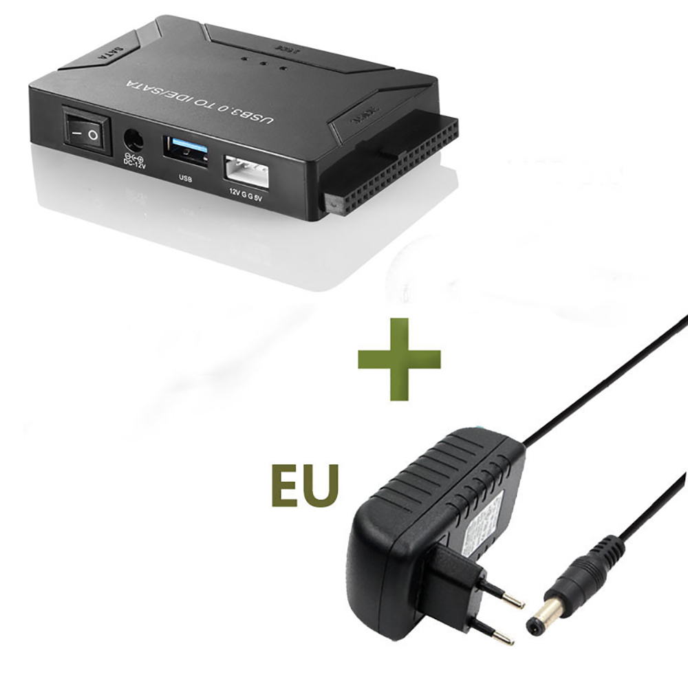 Adaptador de datos USB 3,0 a SATA IDE ATA para PC y portátil, controlador de disco duro HDD de 2,5 "y 3,5" con alimentación externa, convertidor SSD HDD: Naranja
