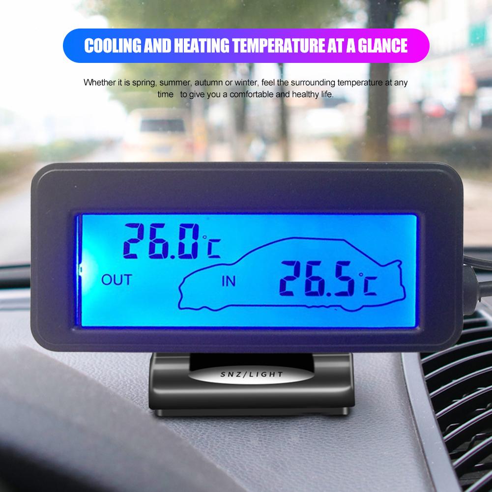 DC12V Digital Thermometer Auto Thermometer Hintergrundbeleuchtung Mini Thermometer LCD Auto Innen Außen Thermometer