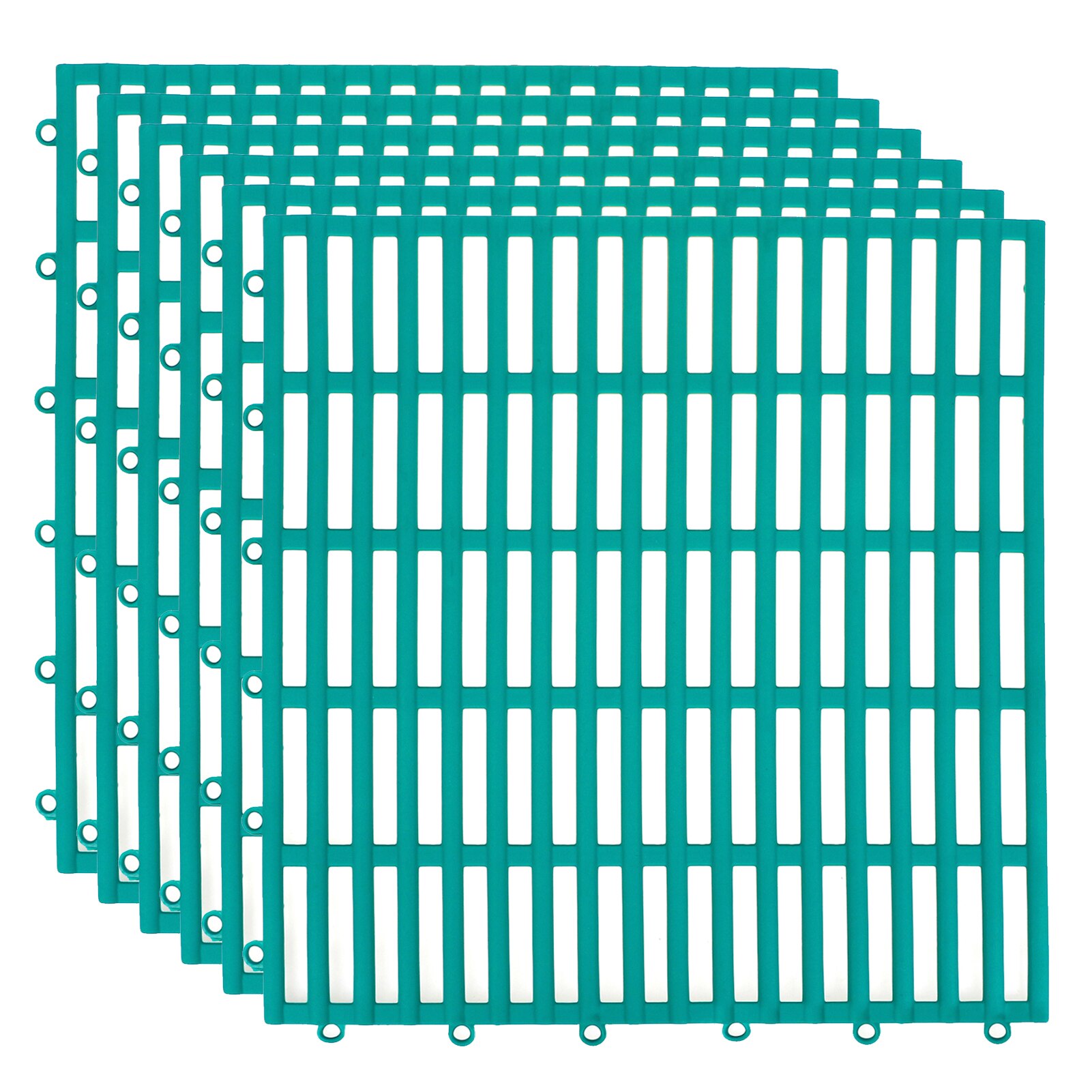 Interlocking Non Slip Drainage Floor Tiles, PVC Bath Shower Floor Mat for Bathroom, Kitchen, Toilet ,Pool Wet Areas Splicing Mat: green