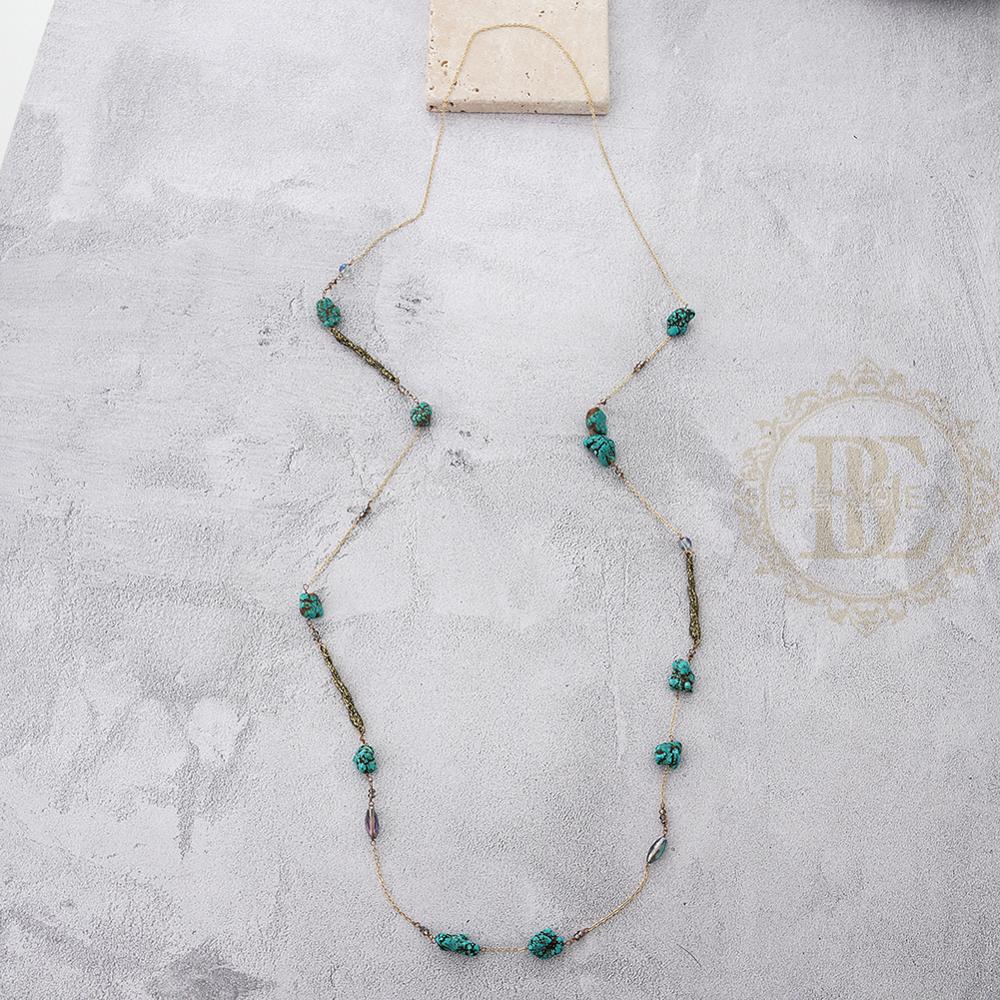 Een Mode Sieraden Halfedelstenen Synthetische Steen Hand Gekoppeld Lange Ketting-1200Mm (BE182)