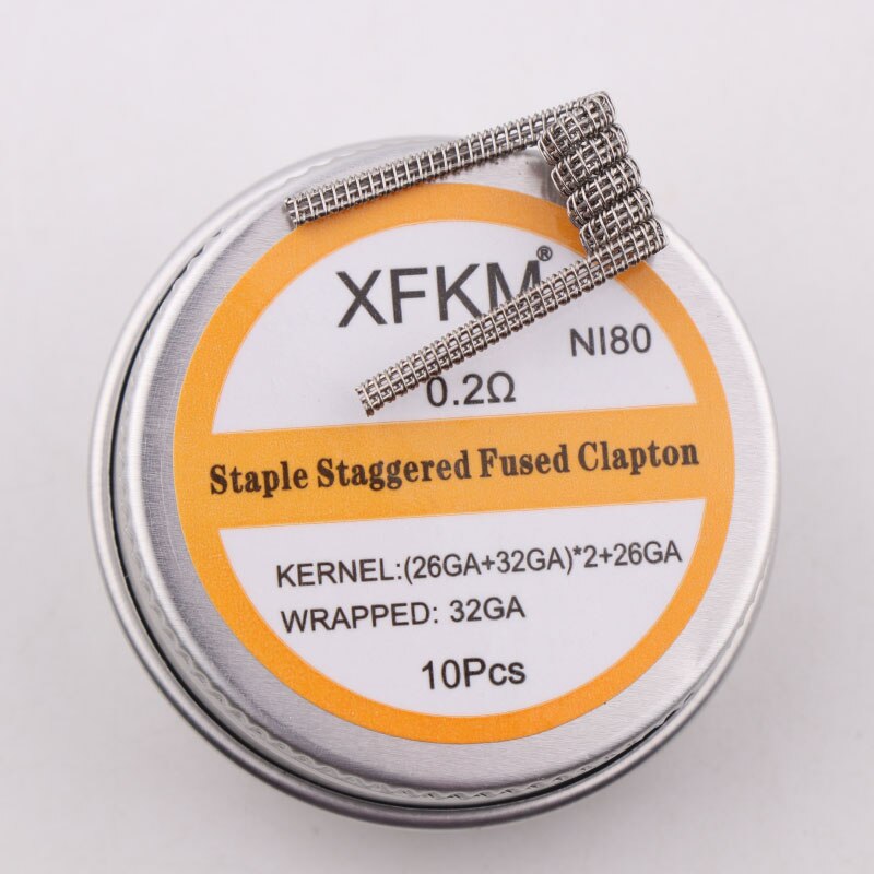 NUOVO XFKM Ni80 Sfalsati Fuso Clapton Prebuilt Colis Nichelcromo 80 Ad Alta Densità Premade Bobina RDA RTA RBA Atomizzatore Bobine di Riscaldamento: staple-sta-fu-n80-10