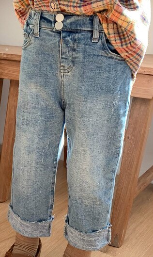 Pantalones vaqueros para niños y niñas, pantalones vaqueros elásticos para otoño , pantalones vaqueros sueltos y rectos para niños: Azul / 3 años