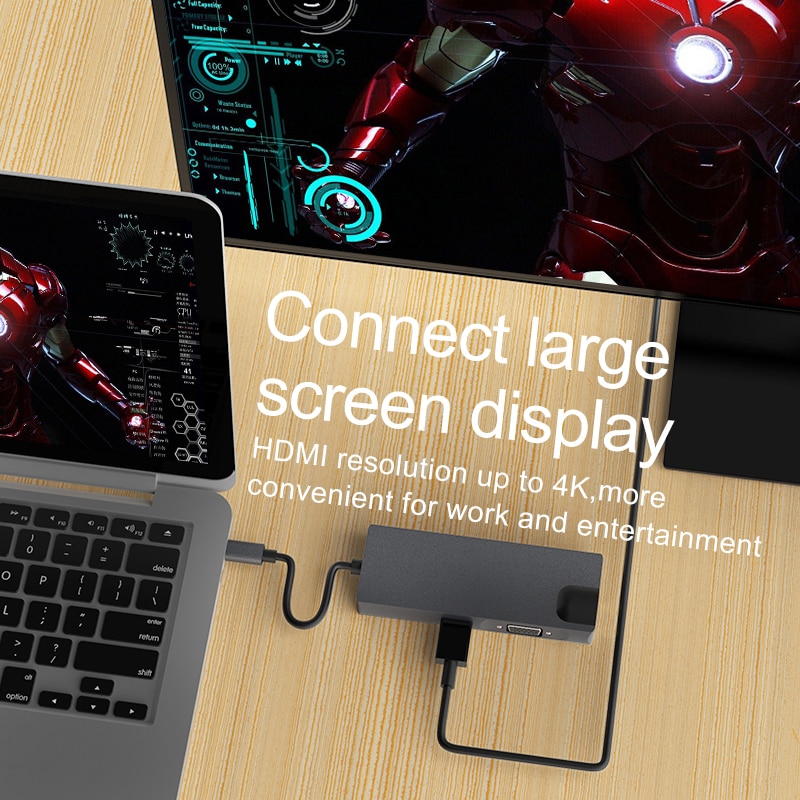 Docking station 8 in 1 USB C Hub Docking Station For Laptop PC Multi-port Adapter usb hub ноутбук планшет флешка Планшеты