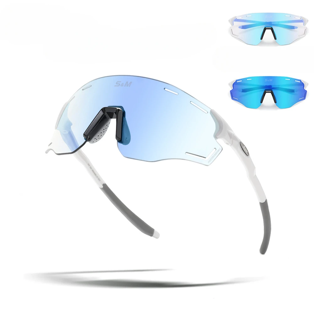 Gafas de sol deportivas polarizadas para motocicleta, lentes de luz polarizadas transparentes que cambian de Color, módulo Multicolor, venta de verano: Azul