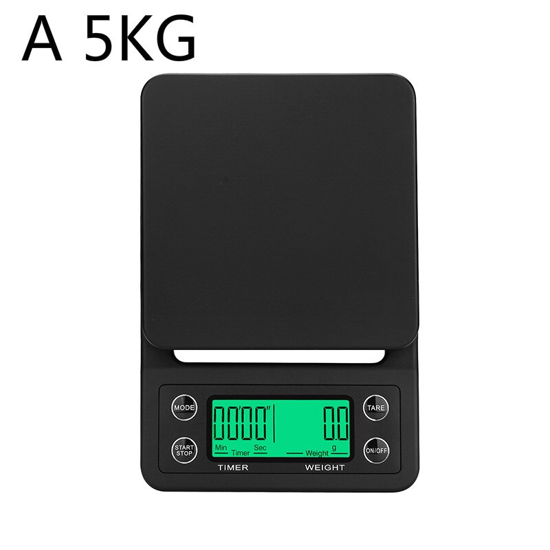 Drypp kaffe skala med tidtaker bærbar elektronisk digital kjøkkenvekt med høy presisjon lcd elektroniske vekter 3kg/0.1g 5kg/0.1g: A 5kg