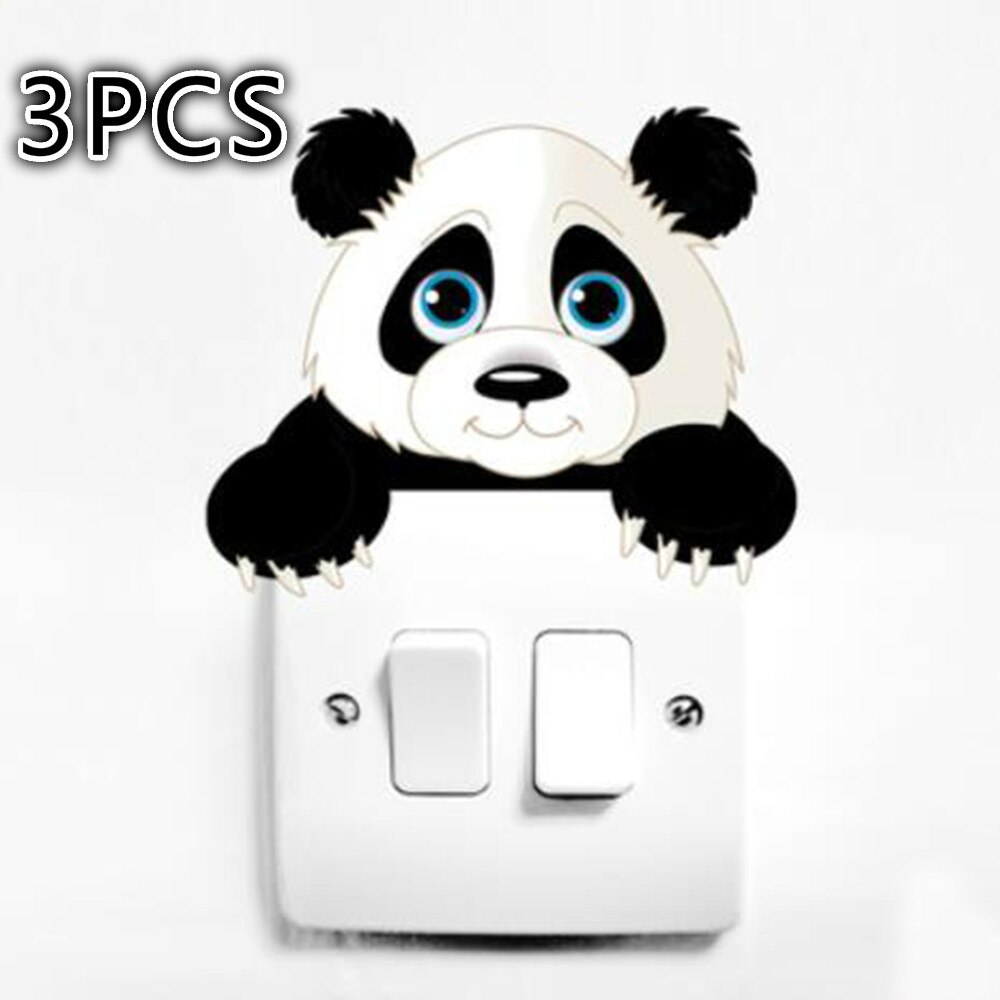 3pcs Cute Switch Stickers Cartoon Animals Elephant Cat Panda Giraffe Light Switch Sticker Decal Animal Mural Bedroom Home Decor: C