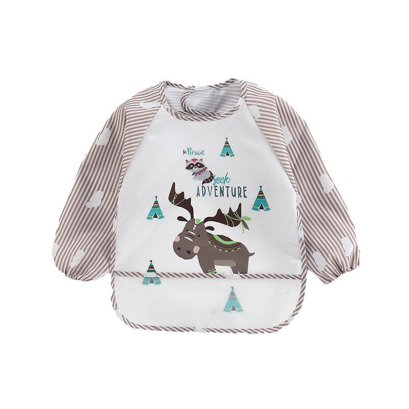 Pudcoco Baby Kids Toddler Long Sleeve Waterproof Art Smock Adjustable Cartoon Bib Burp Clothes Burp Feeding Bib Apron Pocket: Orange