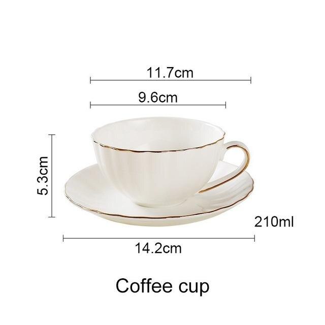 Golden Rim Ceramic Cup And Saucer Cup White Daisy ... – Grandado