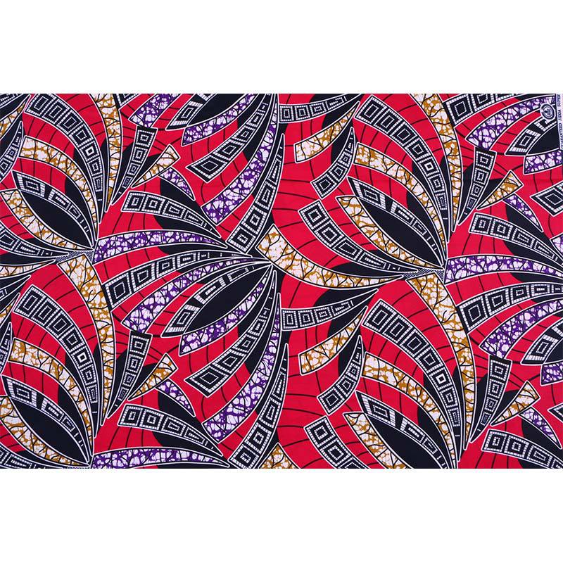 Pagne africain en Polyester rouge, Tissu à motifs magnifiques et magnifiques, véritable cire Ankara, , 6 mètres