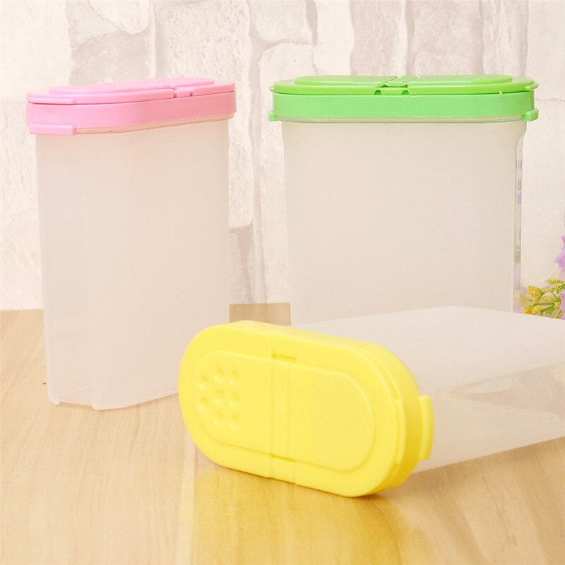 3 Colors Durable Plastic Kitchen Seasoning Container Pot Spice Boxes Practical sugar bowl Double Lid Kitchen gadgets