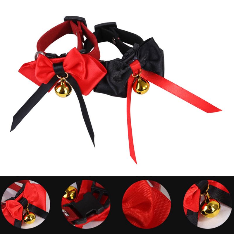 Adjustable Duck Bow Tie Collar with Bell Chicken Goose Necklace Pet Neck Strap Accessory