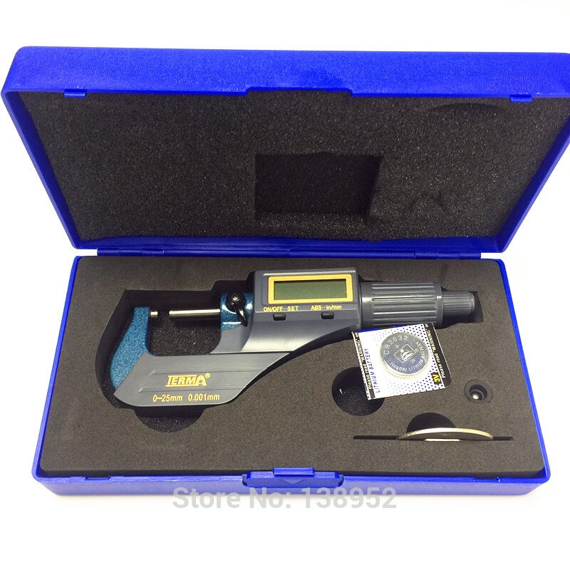 Terma merke 0-25mm 0.001mm mikron utvendig mikrometer elektronisk digital avlesningsmikrometer
