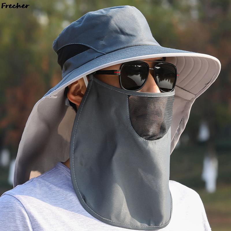 Chapeau de soleil pour pêcheur, casquette de Protection solaire pour le cou et le visage, Protection UV, chapeau à rabat, grand avant-toit réglable pour homme