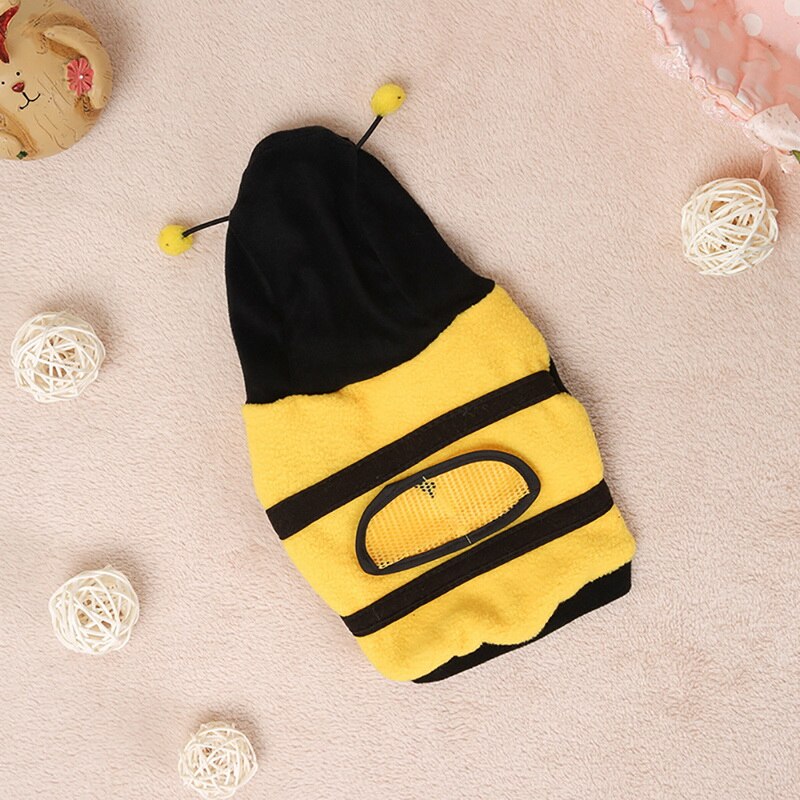 Pet Dog Apparel Coat Hoodie Costume Outfit Puppy Bumble Bee Warm Dog Cat Clothing Cosplay Dress Coat Pet Clothes For Small