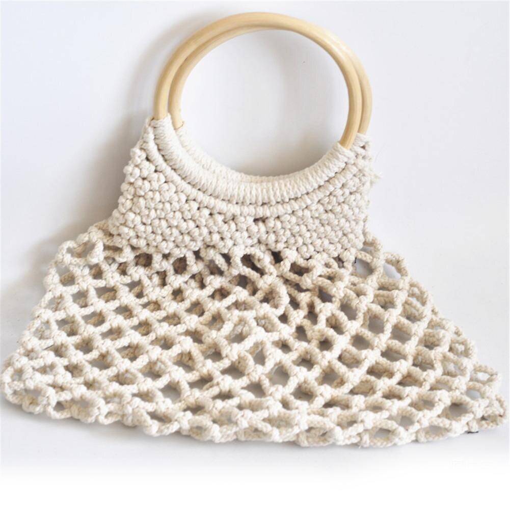 Femme évidé Net Sac À Main décontracté À La Tissé Sac Coton Sac À Bandoulière Plage Paille Tissé Bracelets Sac