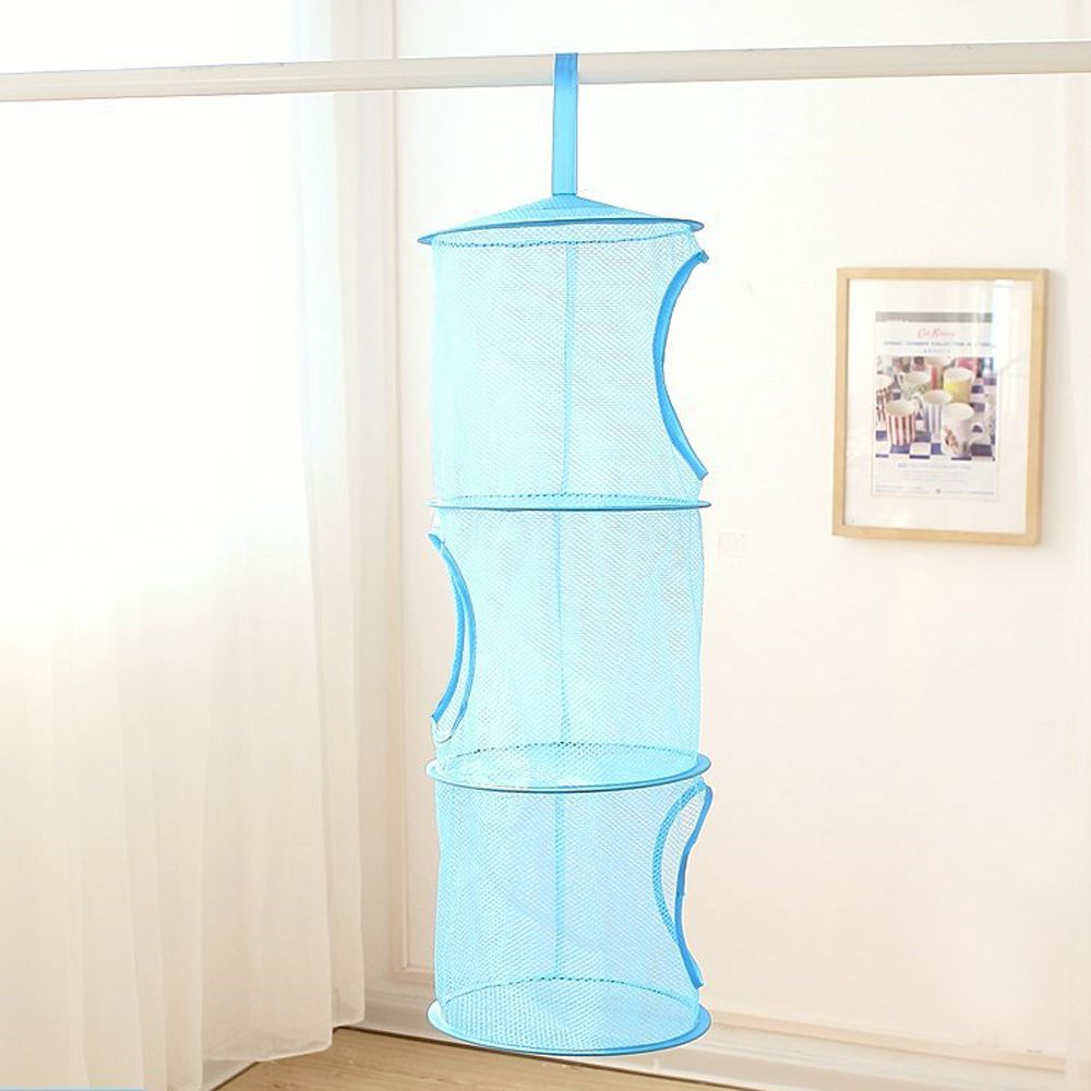 3 Layers Breathable Folding Basket Wardrobe Cabinet Cloth Underwear Drying Shelves Storage Cage Hanging Net Bag Home Organizer