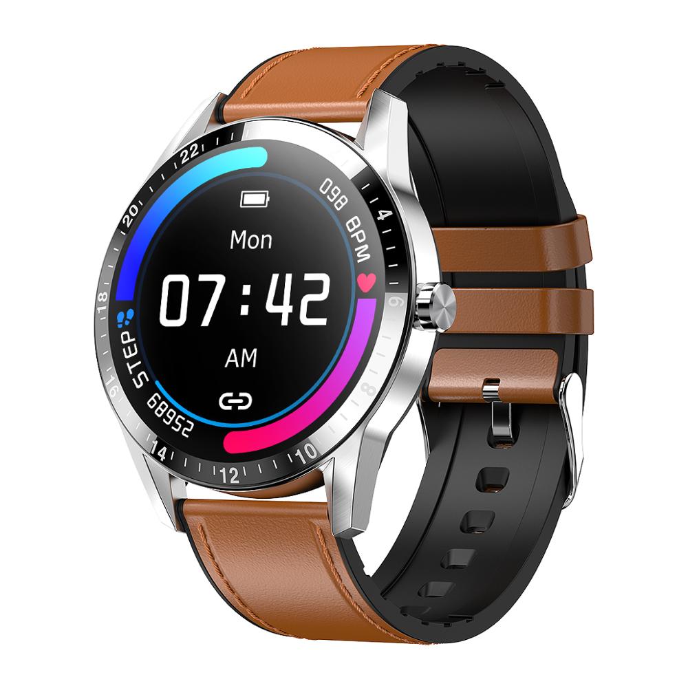 ONEMIX Smart Watch Men Heart Rate Blood Pressure Men ECG Reloj Inteligente Smart Watch for Android Phone Iphone IOS Huawei: Brown Leather Black