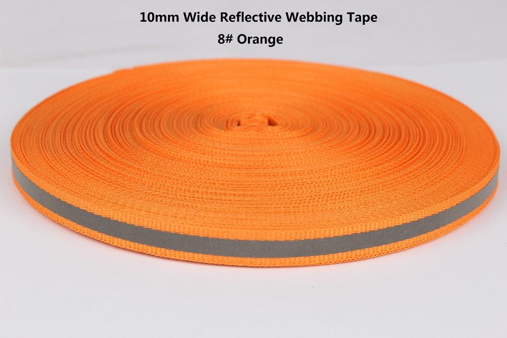 10mm breed reflecterende lint singels voor veilig product garment tassen schoenen DIY riem zwart grijs orange rood blauw groen roze geel: 8 orange