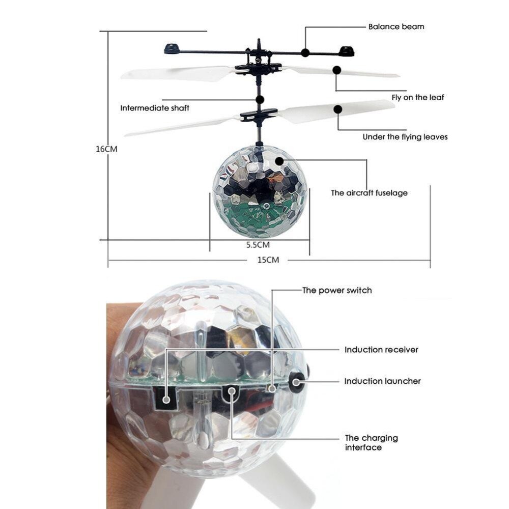 Lichtgevende Licht-up Speelgoed Glowing LED Magic Vliegende Bal Sensing Crystal Vliegende Bal Helicopter Inductie Vliegtuigen Kids