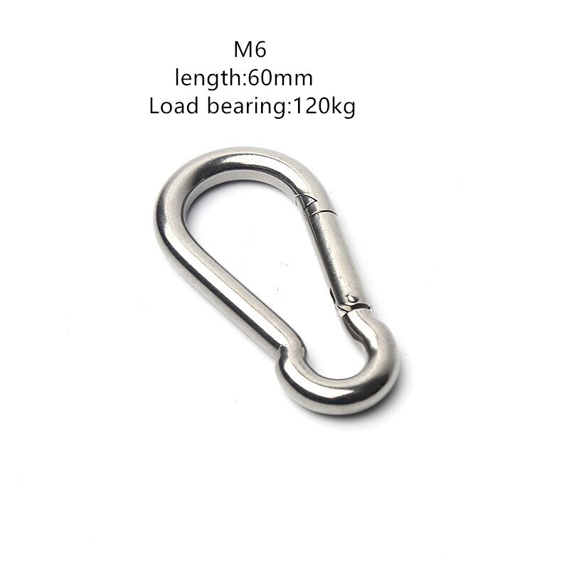 1pcs M4/M5/M6/M7 Spring Snap Quick Link Lock Ring Carabiner 304 Stainless Steel Silver Aluminum Spring Carabiner: M6