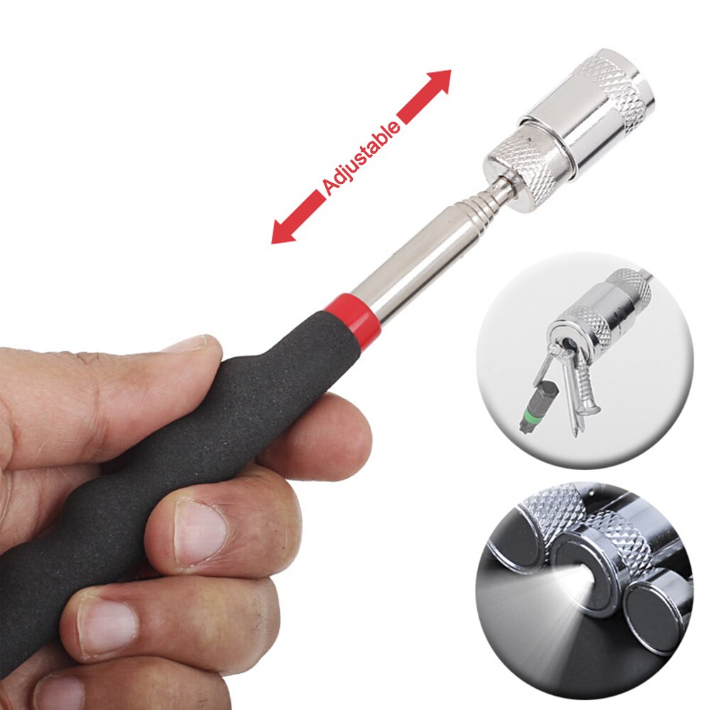 Portable Mini Telescopic Magnetic Pick Up Tool Magnet Pen with Light Extendable Pickup Rod Stick for Picking Up Nut Screws Bolt