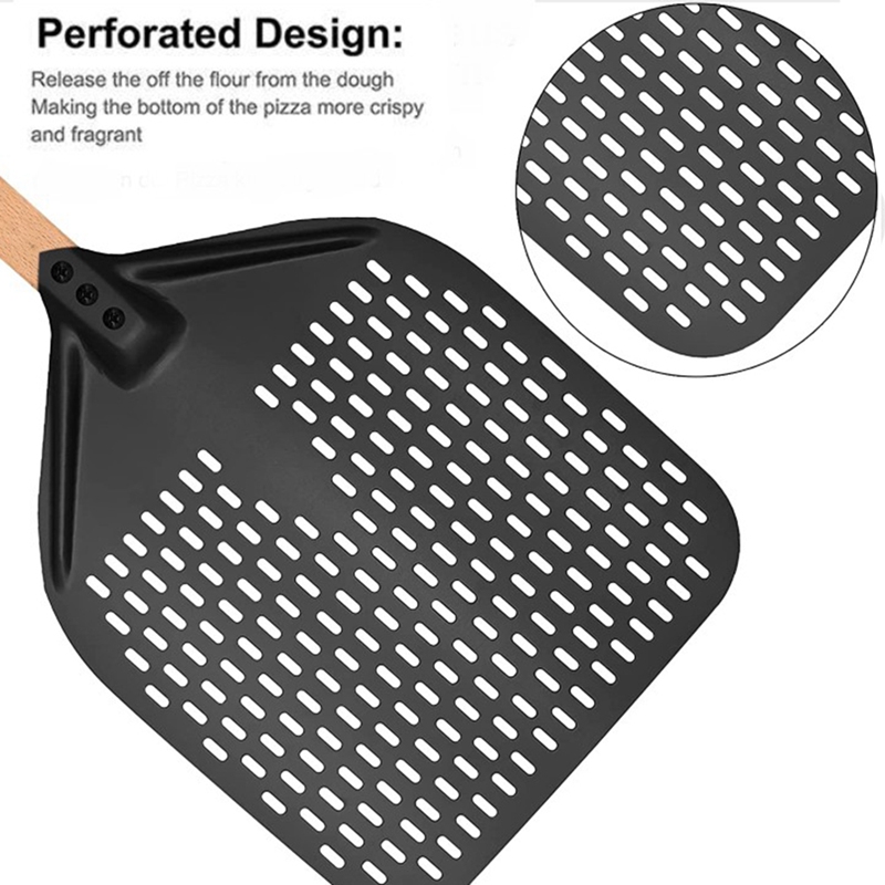 Pizza Peel,Perforated Pizza Shovel,Rectangular Pizza Turning Spatula with Detachable,For 12-Inch Pizza and Bread Lovers