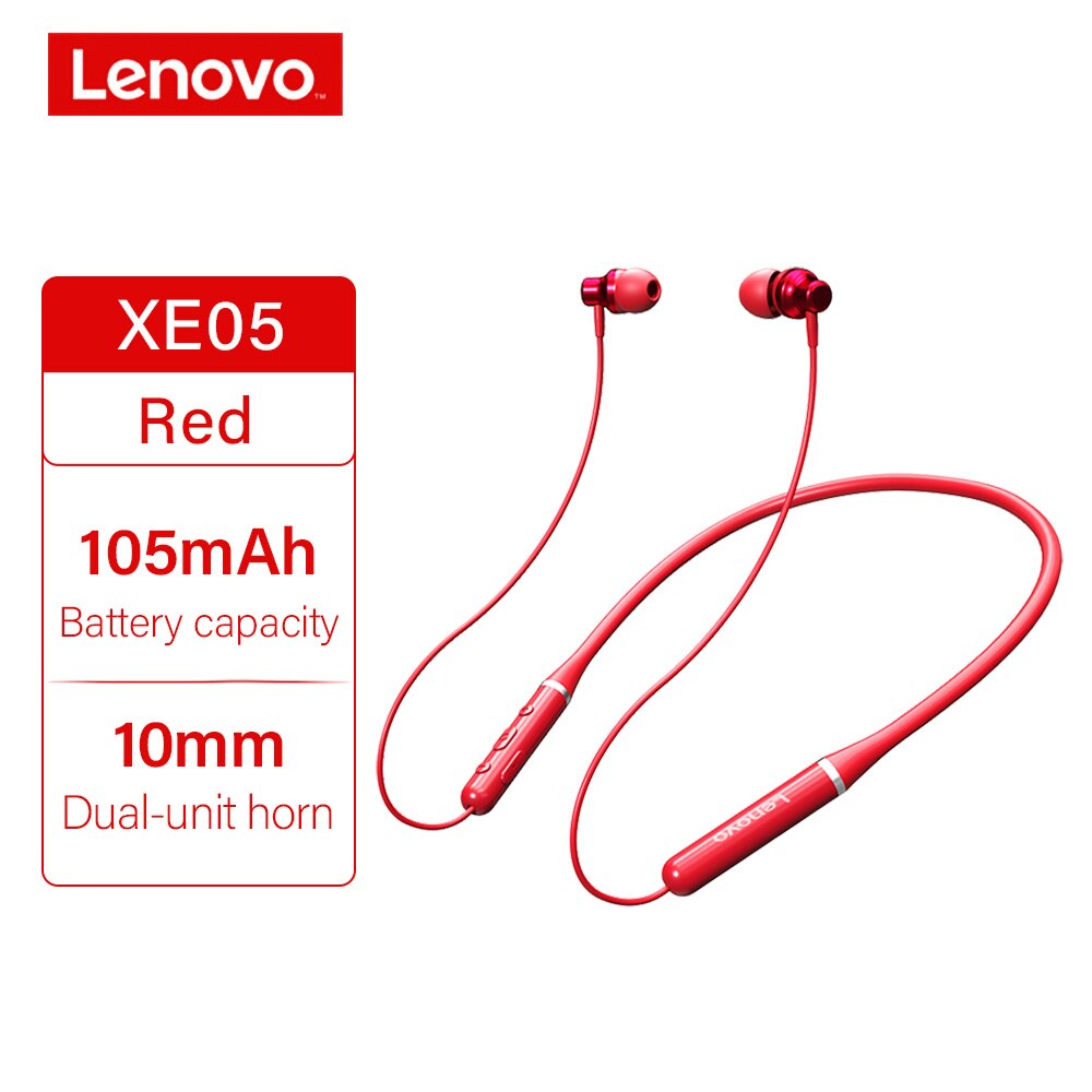 Original lenovo hx106 xe05 pro bluetooth fone de ouvido hd chamada sem fio bluetooth 5.0 fone com microfone redução ruído alta fidelidade estéreo: XE05 red