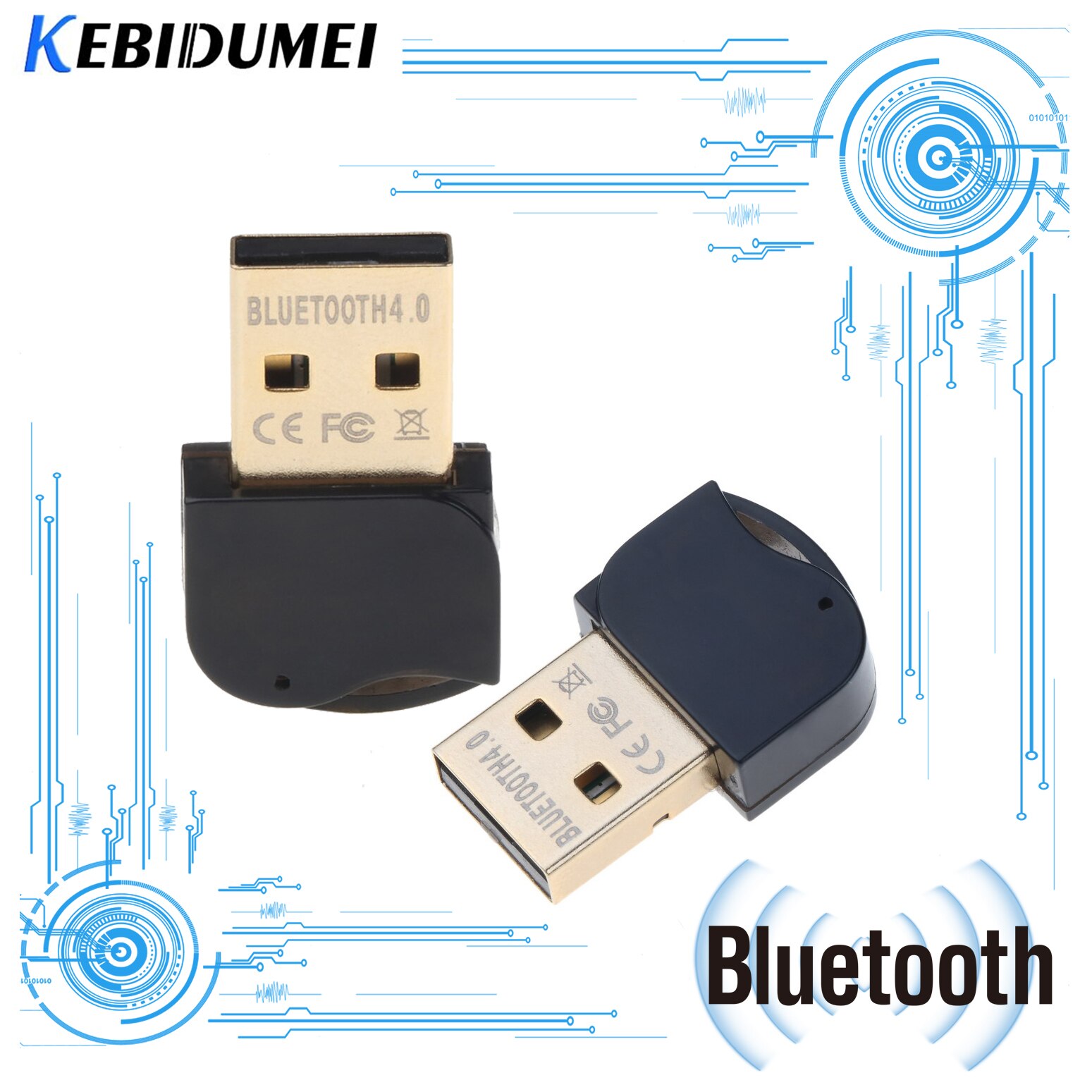 Kebidumei – adaptateur Bluetooth V4.0, pilote gratuit, double , sans fil, Mini USB, Dongle Bluetooth 4.0, transmetteur pour ordinateur PC