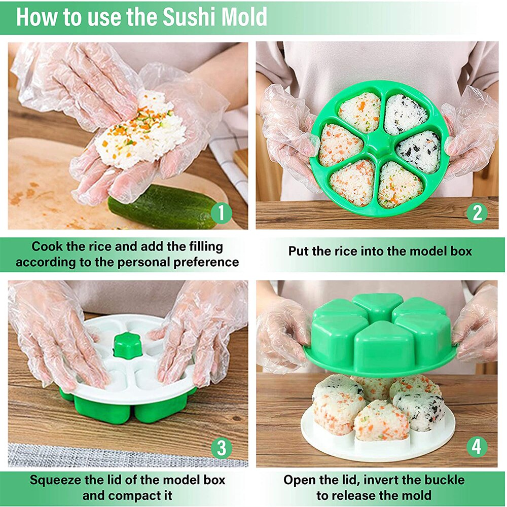 Set Van 2 Driehoek Sushi Mold Onigiri Maker In Staat Om Tot 6 Driehoek Sushi Driehoekige Rijst Bal Bento doos