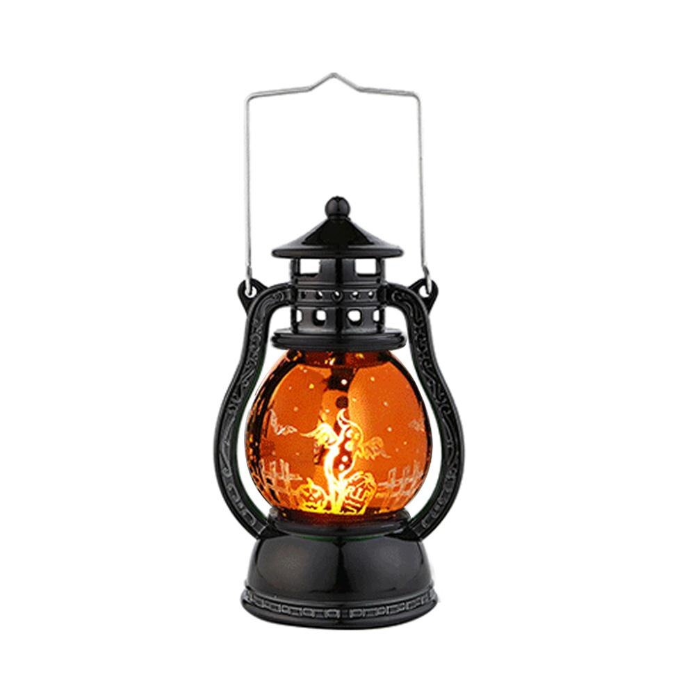 Heks slot led lys lampe halloween led lanterne vintage fest hængende indretning bærbar lille olie græskar lys led nat lys