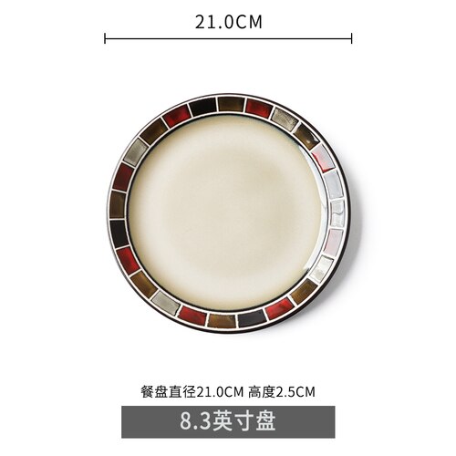 Keramisk western stil bøf retter dessert pizza salat bordservice morgenmad tallerken hjem køkken forsyninger: A3--8.3 inches