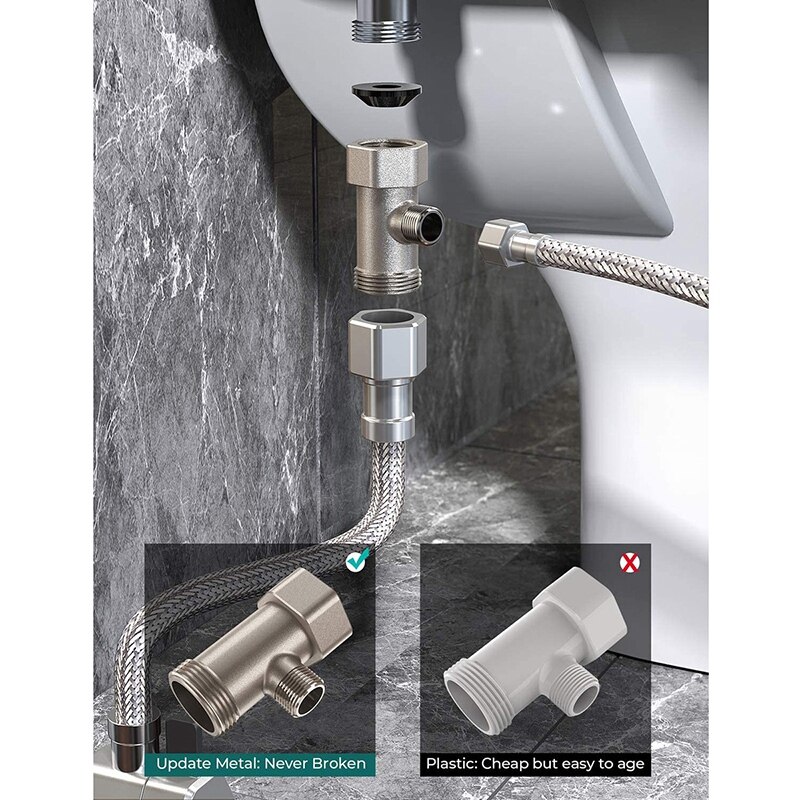 Bidet Toilet Seat Attachment Ultra-Thin Non-Electric Self-Cleaning Dual Nozzles Wash Cold Water