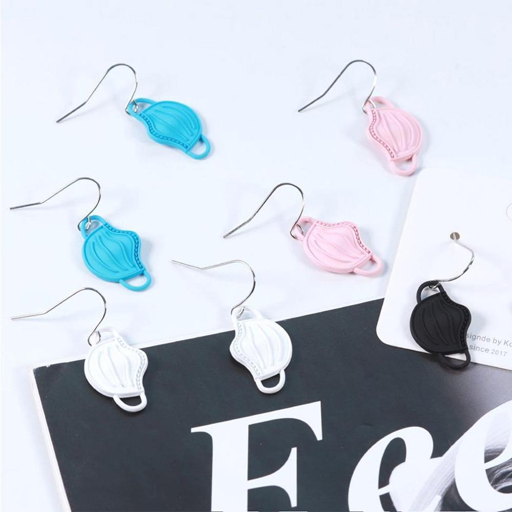 1 Pair Funny Colorful Face Mask Shape Earrings Exaggerated Irregular DIY Earrings For Women
