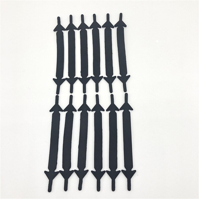 Cordones elásticos de silicona para zapatos, cintas creativas de goma para perezosos, para zapatillas informales, 12 unids/paquete: Negro