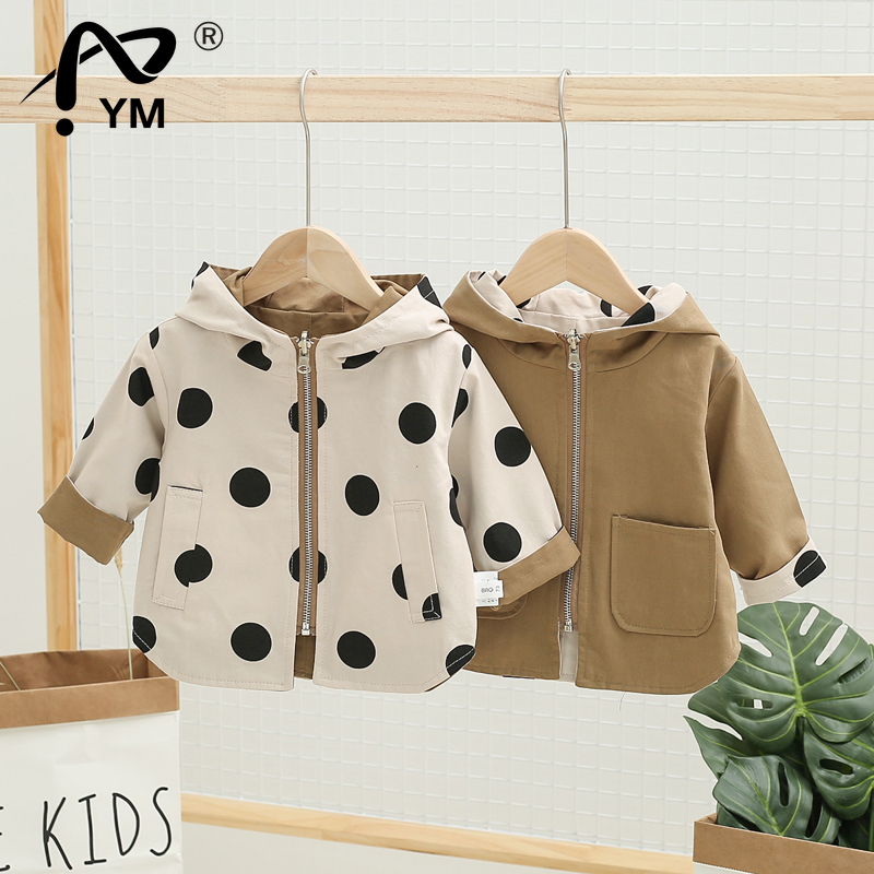 Nuove giacche per ragazze spesse capispalla per ragazzi a doppia faccia lettera cappotti sportivi bambini con cappuccio abbigliamento per bambini Trench a pois