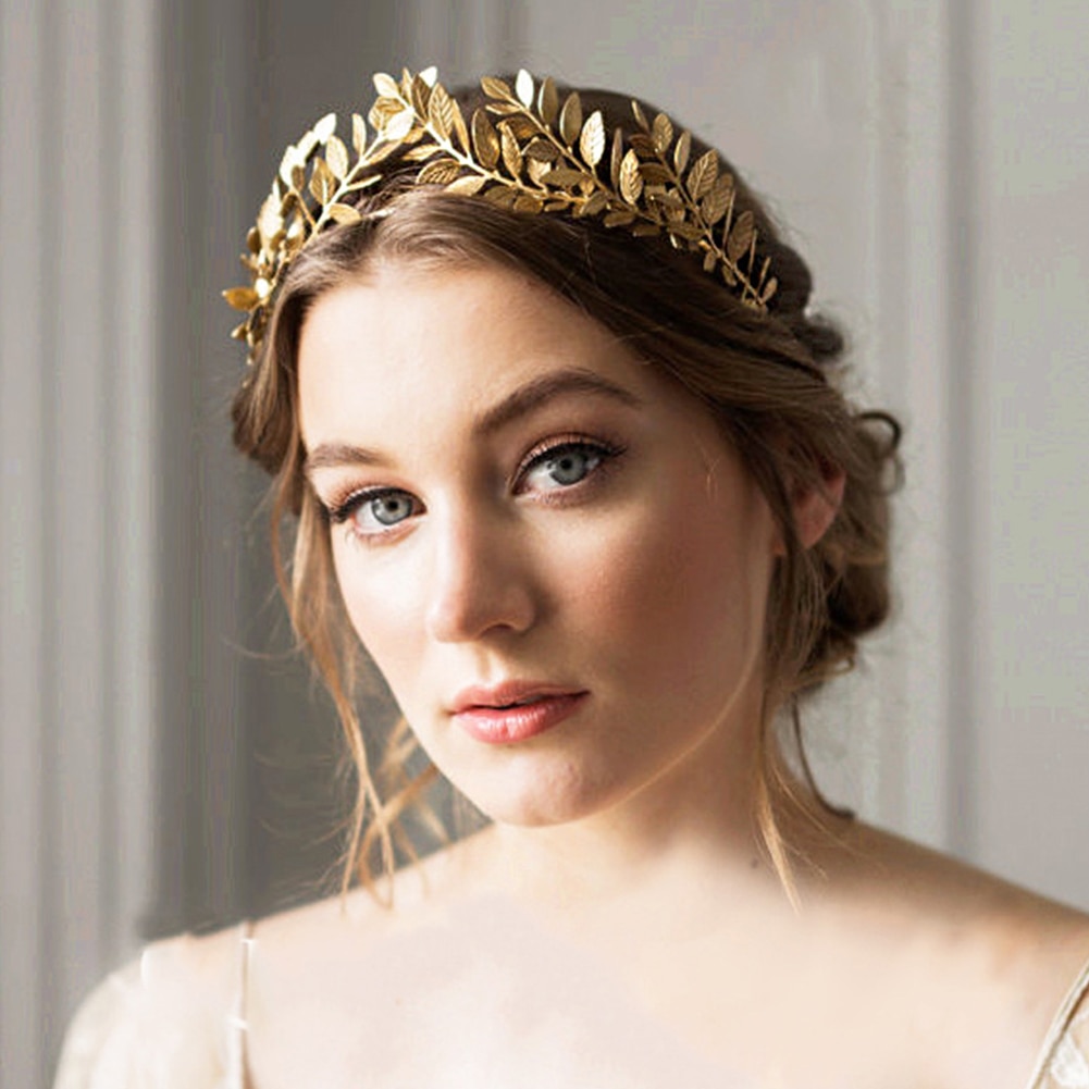 Serre-cheveux en forme de feuille en métal | Accessoires de mariage pour femmes, en forme de fleur, rétro, bandeau de cérémonie léger, couronne de laurier pour filles