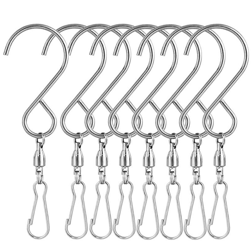 8pcs Swivel Hooks Clips for Hanging Wind Spinners Wind Chimes Crystal Twisters Party Supply Rotating Display S Hooks