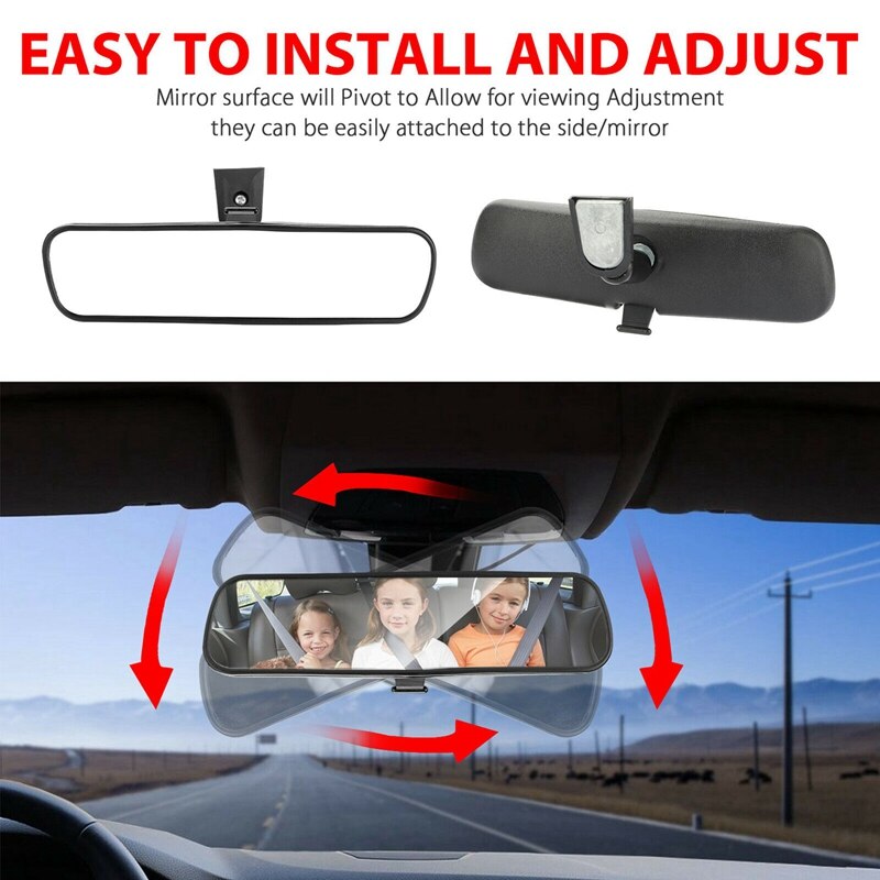 360 degree Adjustable Auto Universal Interior Rear View Mirror Replacement Glass 8 Inch Day / Night