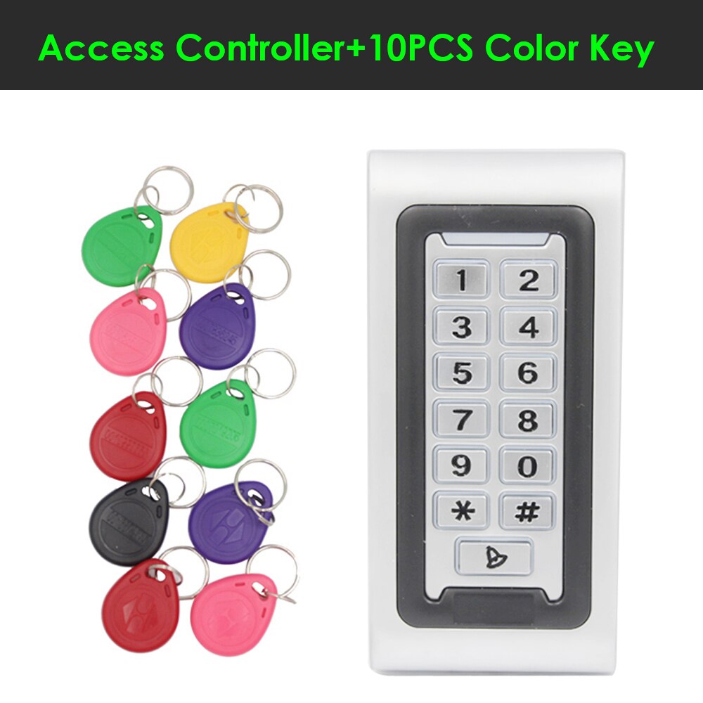 Backlight Metal Stainless steel access control Reader 2000Users WG26 input and output security 125Khz RFID Access Control Keypad: AC 10pc color key