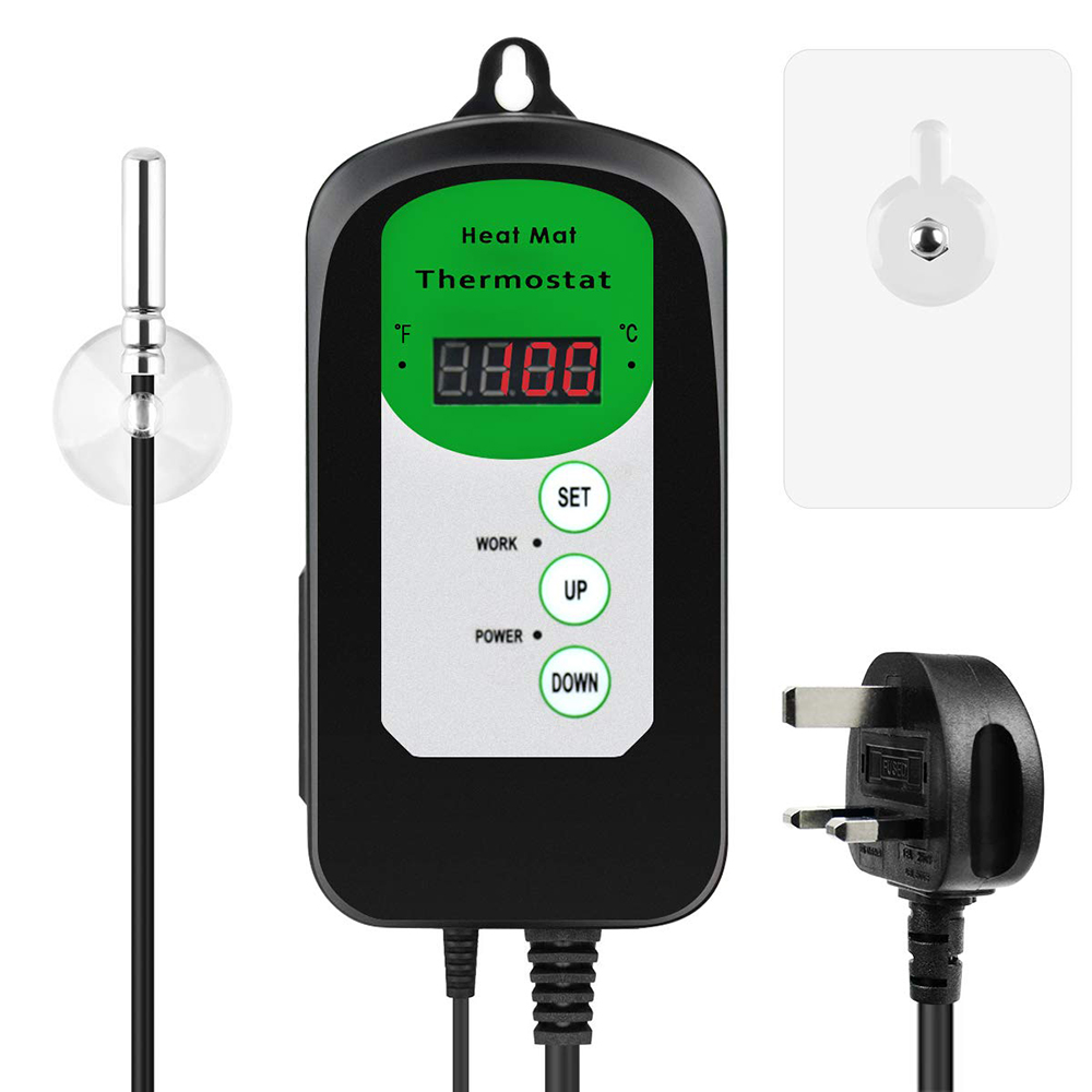 Digital Screen Thermostat Controller With A Temperature Needle 20-42 Celsius For Seed Germination Reptiles Brewing The Heat Mat