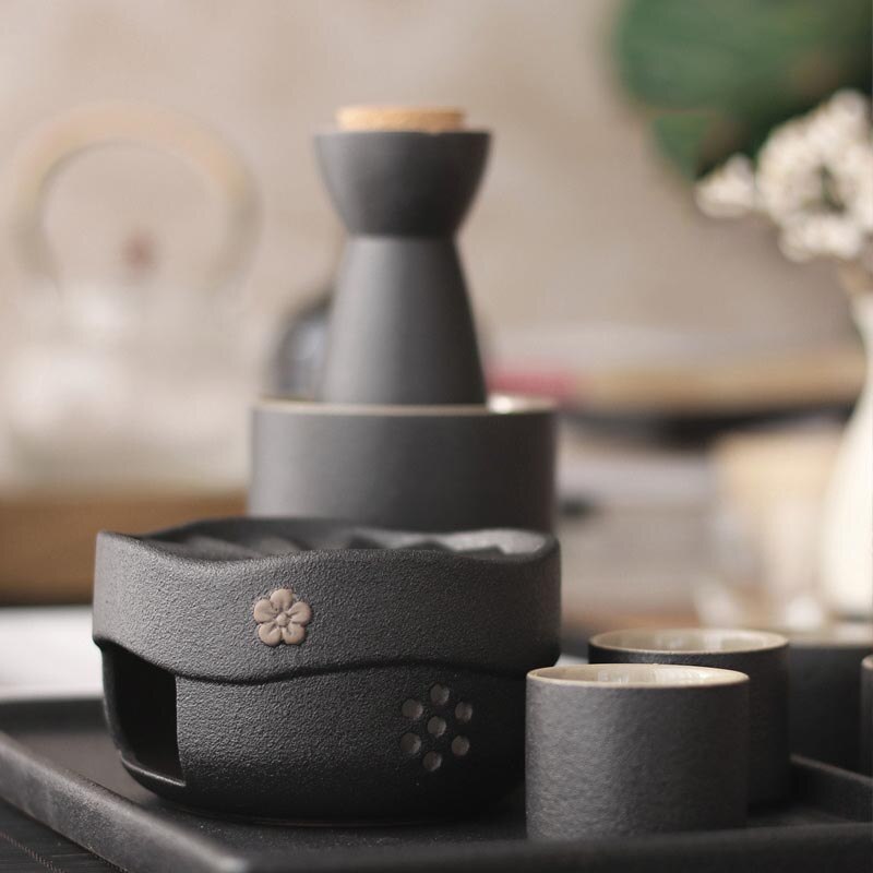 Styl japońnarty czarny Zen gruba ceramika czajnik robić herbaty świeca ogrzewanie podstawa ceramiczna zestaw robić herbaty Kung Fu kawy podgrzewacz robić mleka uchwyt czajniczek