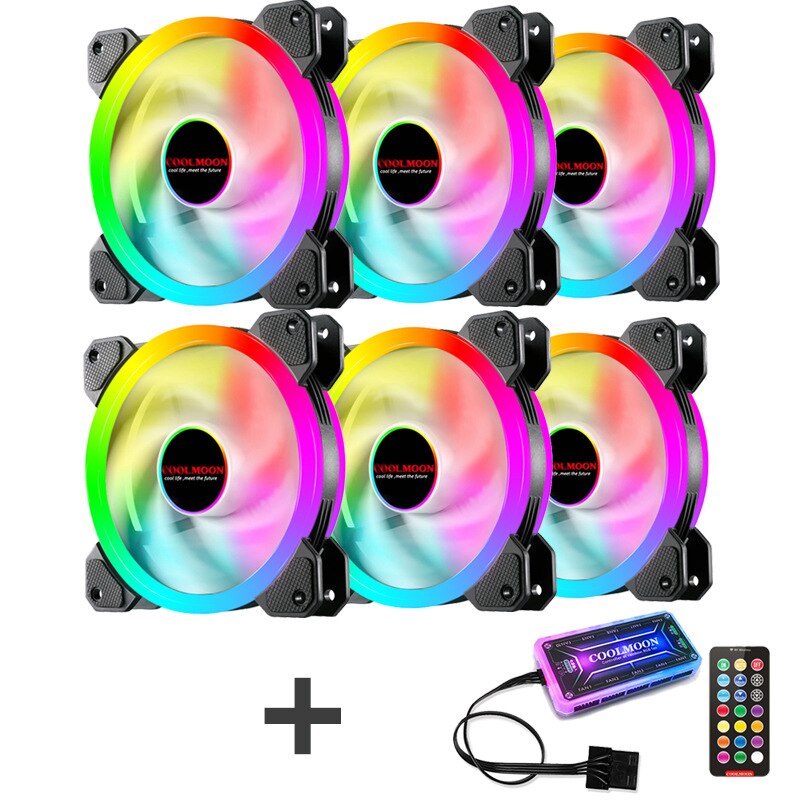 PC Desktop Computer Case Fan 120 mm Cooling Cooler Adjustable RGB Led 12V Mute Ventilador DC ARGB Fans Adjust Speed Aura Sync: 6IN1