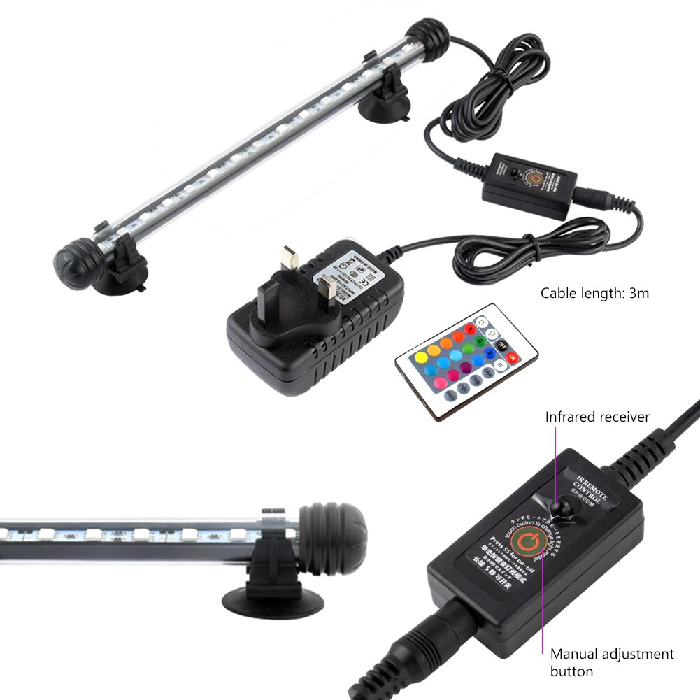 19cm 28cm 38cm 48cm 5050 rgb led aquariumverlichting aquarium onderwaterverlichting aquatische luchtbel zuurstoflamp eu ons uk stekker