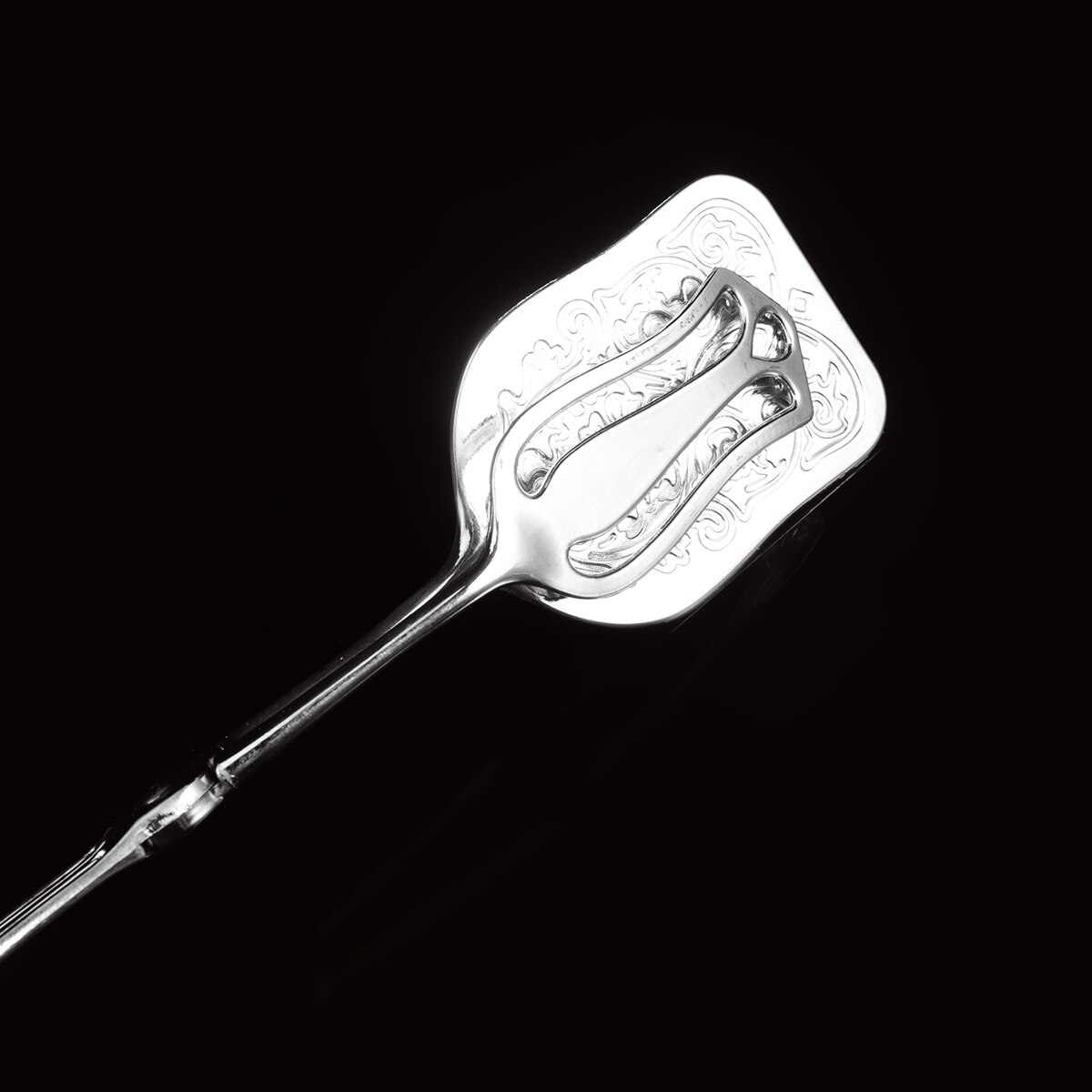 Vintage retro zinklegering brödkaka klipp multifunktionellt kök mat servering tång för grill bufféfest (fyrkantigt huvud)