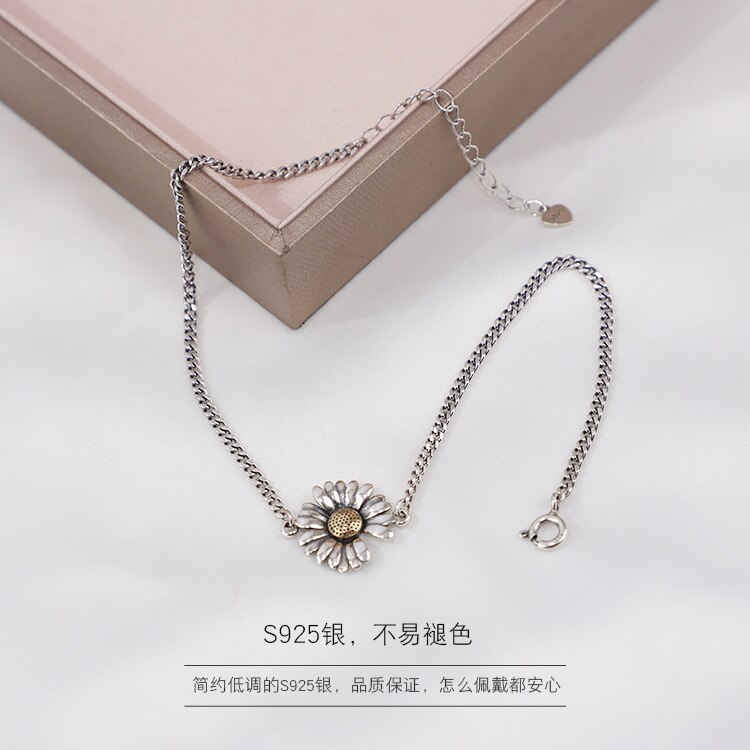 Echt 925 Sterling Zilveren Verfrissende Little Daisy Decoratieve Hanger Enkelband Verklaring Vrouwelijke Enkelband